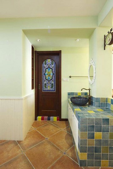 鄉(xiāng)村地中海風格100平米復(fù)式玄關(guān)裝修效果圖