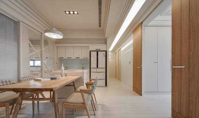 清新原木現(xiàn)代簡約風格80平米二居室餐廳吊頂裝修效果圖