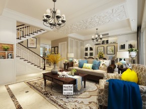 當(dāng)代萬國府美式風(fēng)格復(fù)式客廳裝修效果圖
