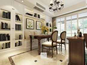 當(dāng)代萬國府美式風(fēng)格復(fù)式書房裝修效果圖