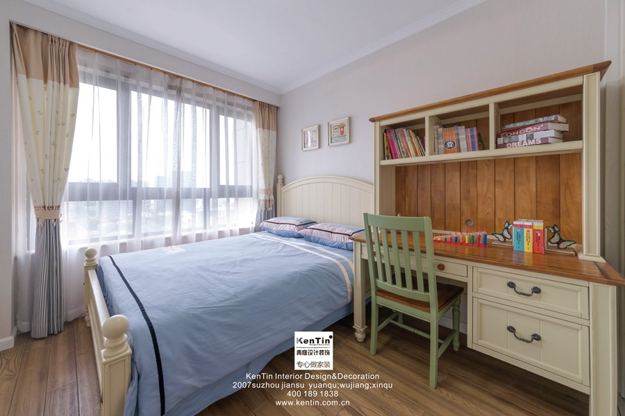 龍湖時代天街美式風(fēng)格臥室裝修實景案例