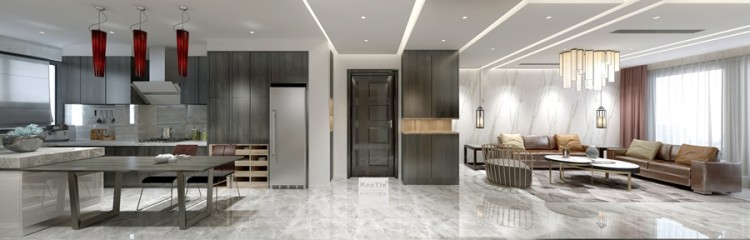 豐谷景園現(xiàn)代簡約三居室客廳裝修效果圖