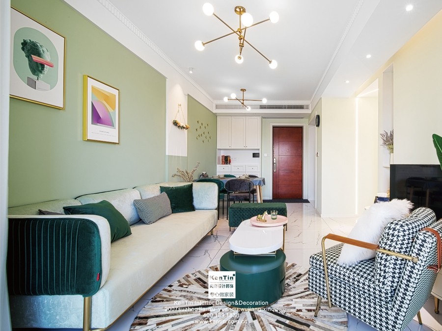 蘇胥灣現(xiàn)代輕奢風格二居室裝修實景案例