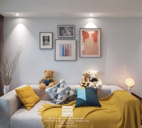 海亮長橋府現(xiàn)代簡約風格三居室客廳裝修實景案例