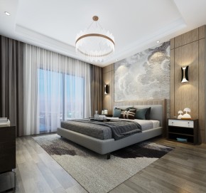 龍湖時代天街現(xiàn)代三居室臥室裝修效果圖