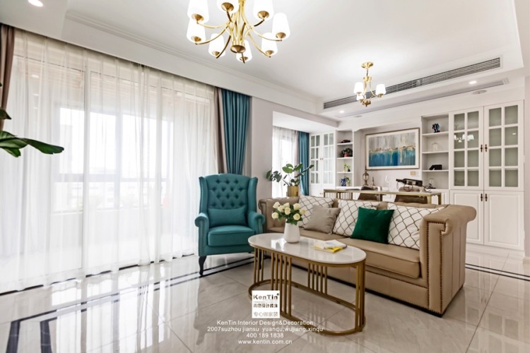 名悅簡(jiǎn)歐風(fēng)格三居客廳室裝修實(shí)景案例