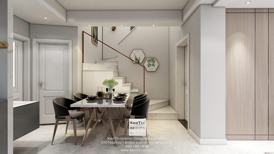 麗景灣現(xiàn)代簡約風格復(fù)式餐廳裝修效果圖