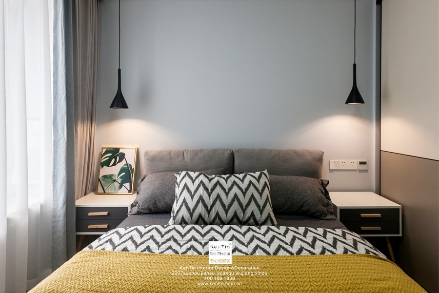 江南華府現(xiàn)代簡約風格三居室臥室裝修實景案例